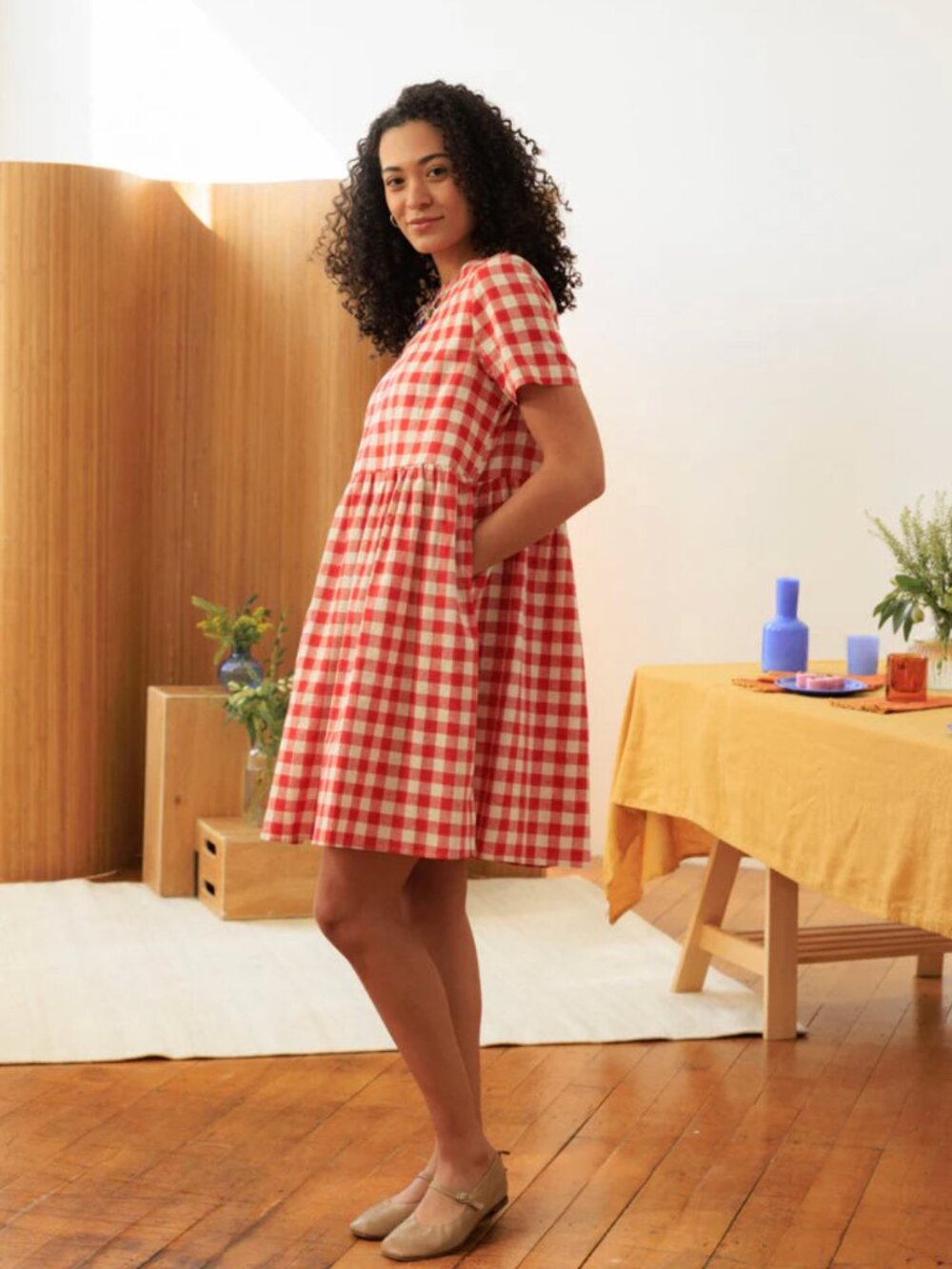 Tradlands Nico Dress Fig Toast Gingham XL